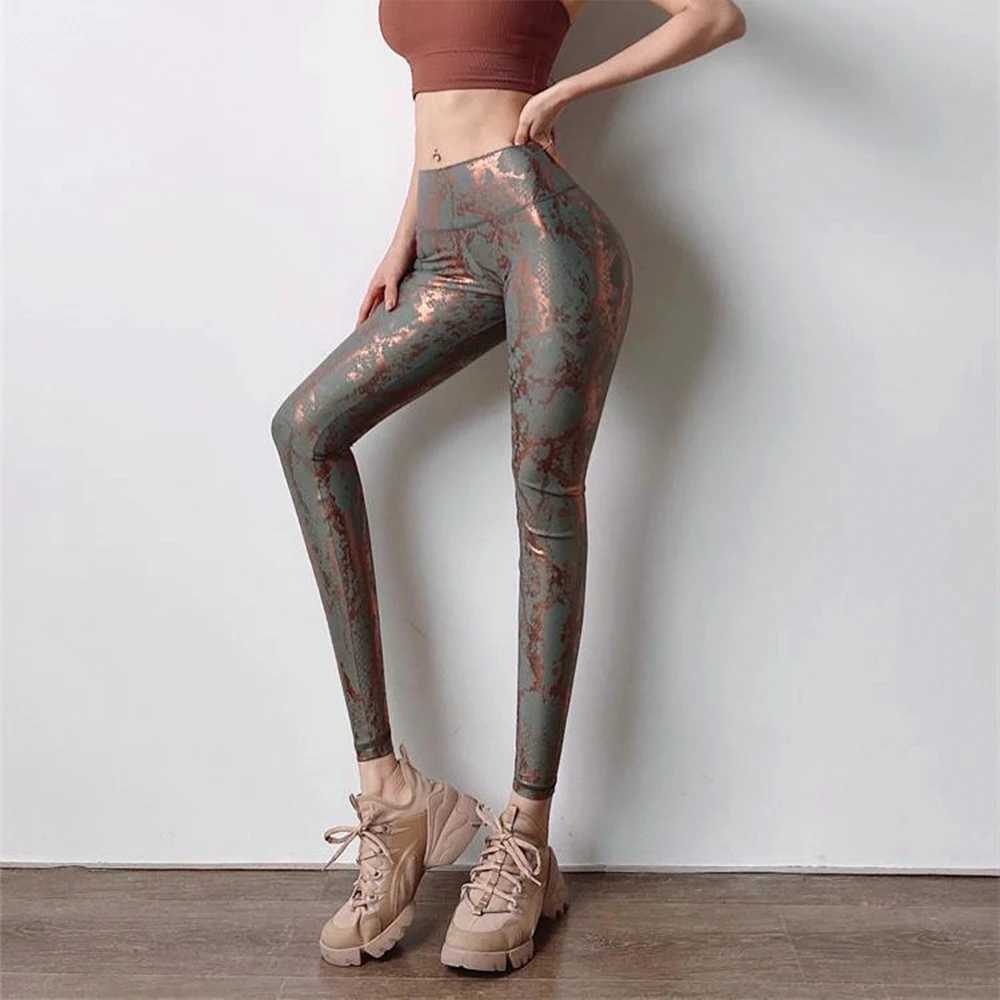 Serpentine yoga pants gold-plated elastic buttocks sexy casual leggings womens high waisted elastic fitness leggingsW250411