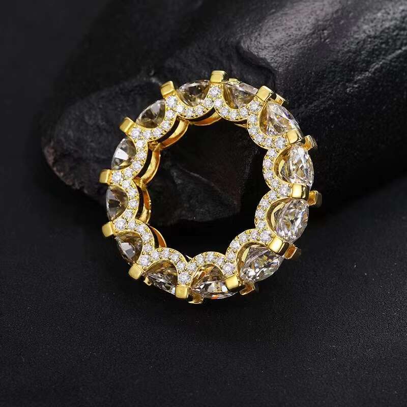 Fine Engagement Jewelry 18k Gold Plated 925 Sterling Silver Vvs Moissanite Diamond Wedding Ring for Men Women