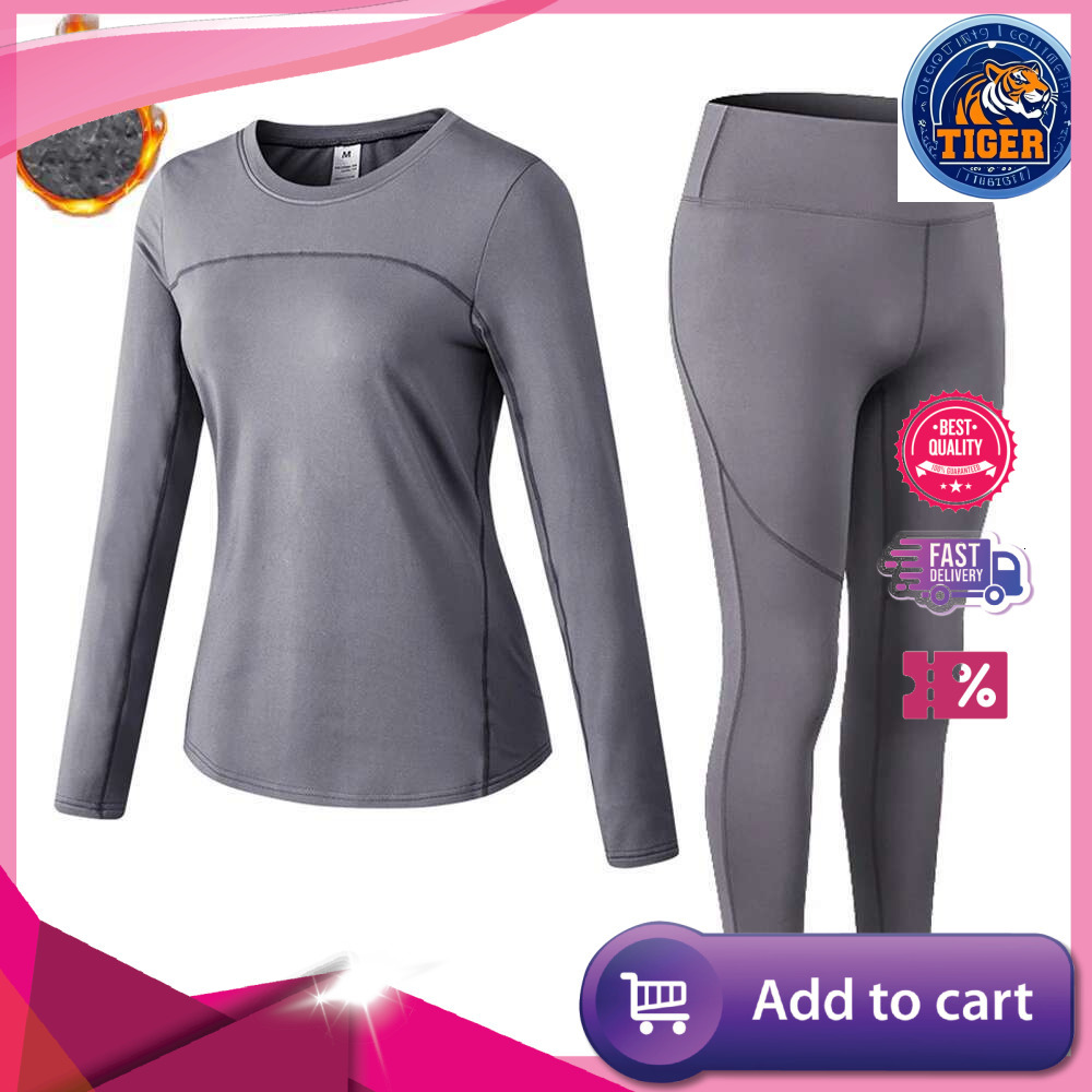 Ddmytiger China Domestic Women Running Set GYM Suits Thermal Sports Fiess Exercise Jogging Hiking Warm Thermo Top Shirt Tights Yoga Tracksuit Ddmytige