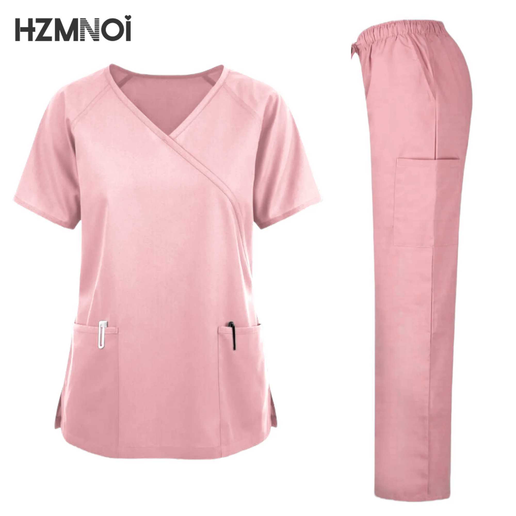 New Scrubs Set Medical Uniforms Stretch Tops Straight Pants with Pocket Nurse Uniform Surgery Swt Spa Beauty Sn Workwear X250410
