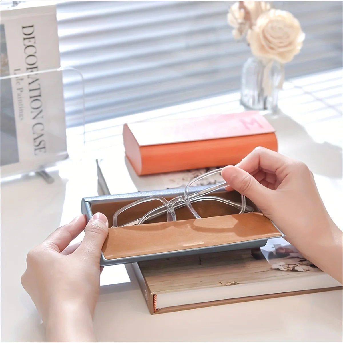 1 double-layer colored glass storage box. Fashion simplicity travel essentials 250409
