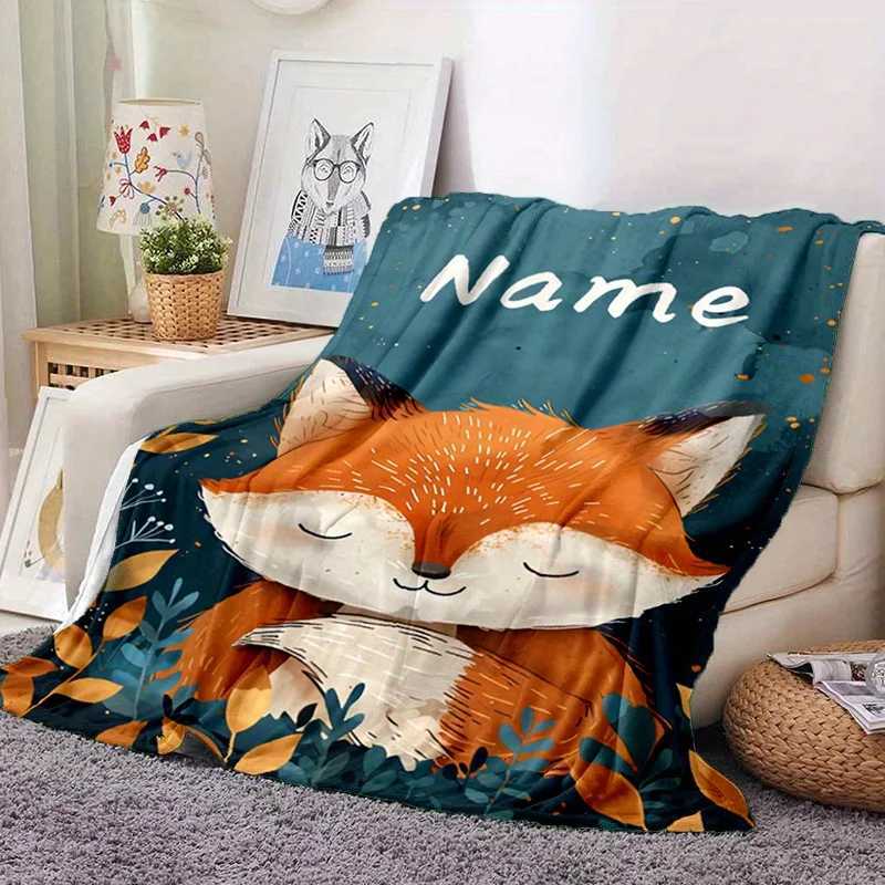Personzed fox pattern flannel blanket is soft warm and comfortable making it the perfect gift for birthdays C251111