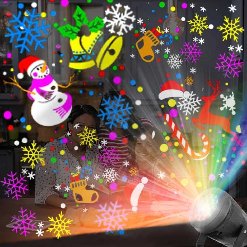 Christmas 2025 Christmas Window Projector LED Snowflake Snow Elk Laser Projector 16 Patterns Projection Lamp Xmas Party Home Door Decor Y251111
