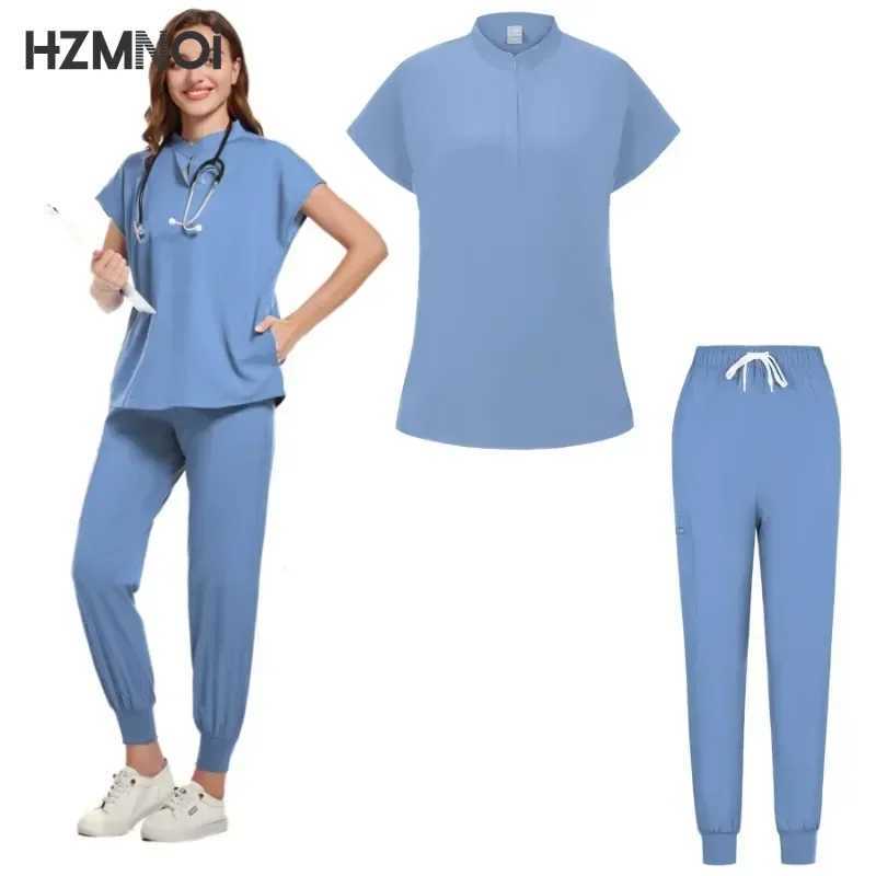 Multicolor Jogger Short Slve Lab Spa Mens High Quty Slim Fit Stretch Breathable Scrub Clothing Women Scrub Medical Uniform X250410
