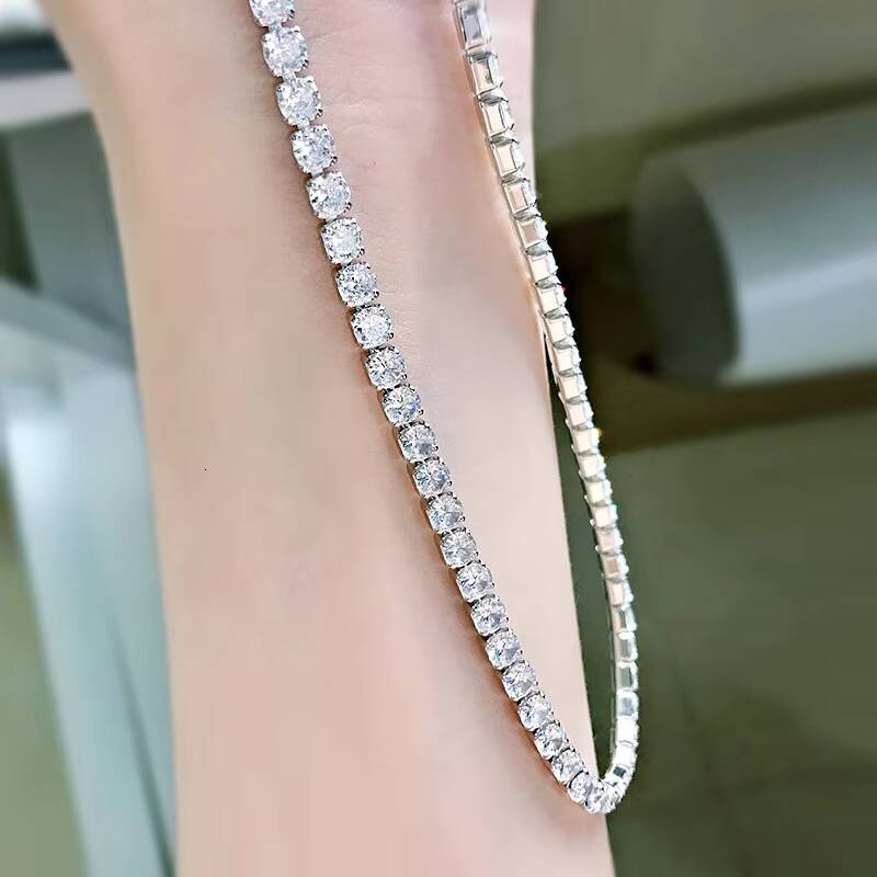 Custom IGI Certified Vvs Diamond Tennis Chain Necklace Luxury Lab Grown Diamond Jewelry White Gold Necklace Men Women