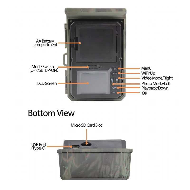 New solar powered charging hunting camera WiFi600 Pro BT WiFi outdoor monitoring camera 4K video 36MP application online video viewing X2504111