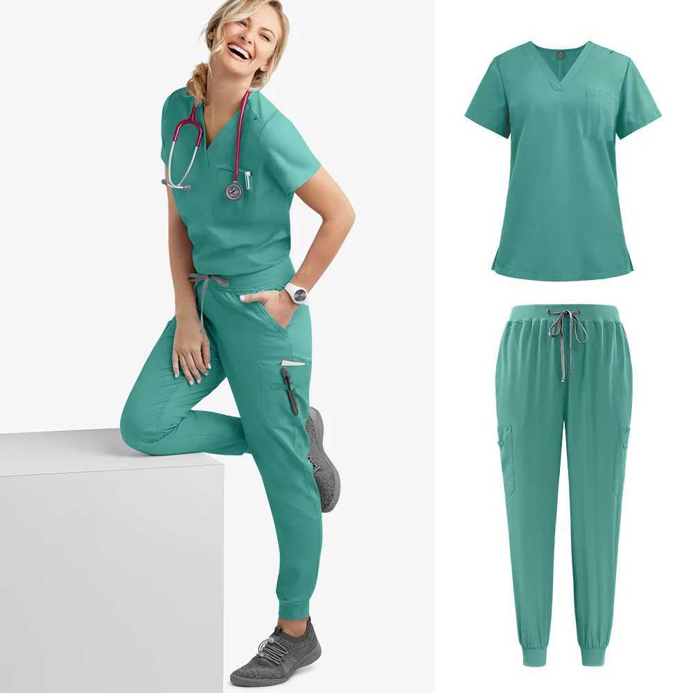 10 colors neutral short Slfed pharmacy nurse uniform hospital doctor work uniform oral surgery uniform medical detergent set X250410