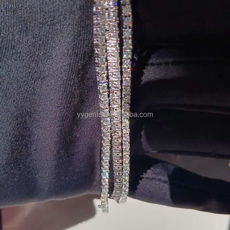 Hiphop Jewelry Gold Plated S925 Sterling Silver GRA Certificate VVS D Color Moissanite Tennis Bracelet