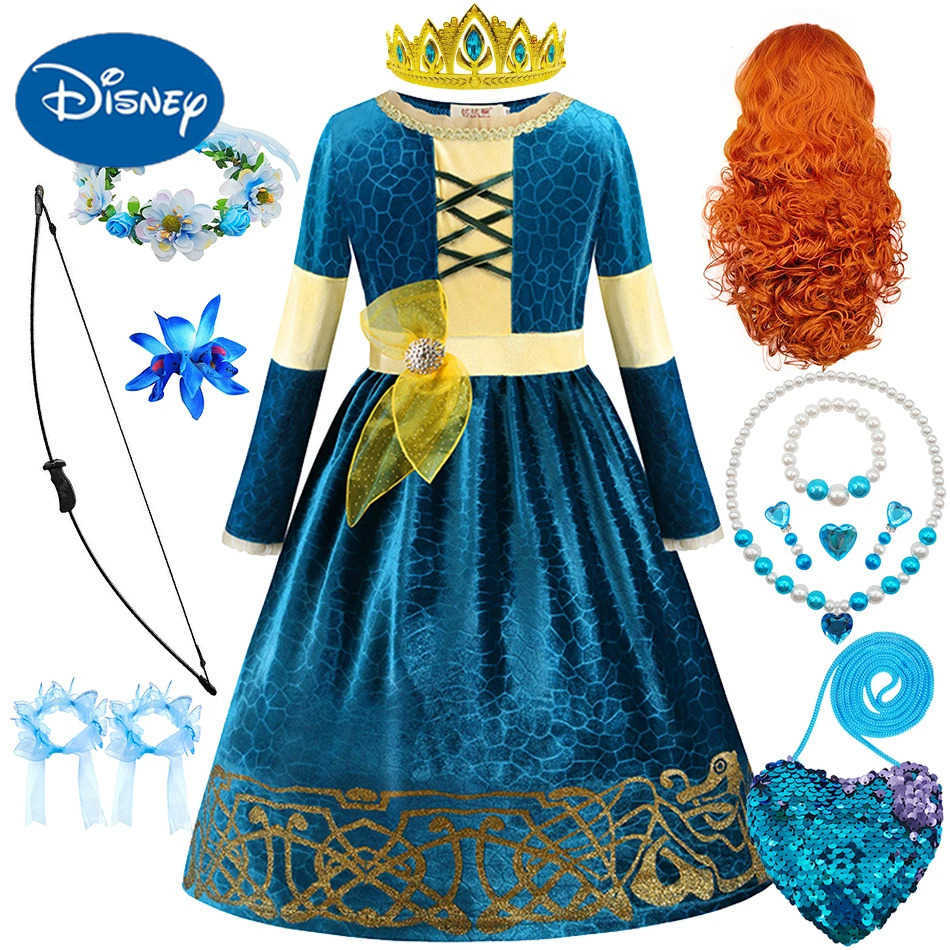 Disney Merida dress childrens role-playing princess costume childrens birthday charm costume girls Halloween carnival Christmas theme party VestidoXJ2