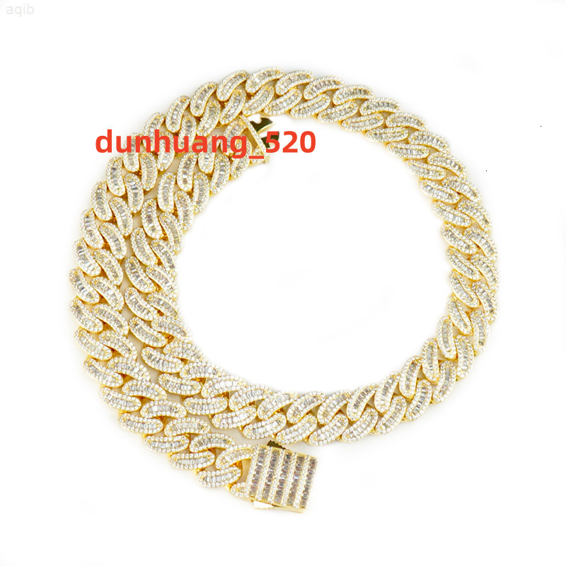 925 Sterling Silver Cuban Necklace Vvs Moissanite 16mm Link Chain Iced Out Baugette Moissanite Cuban Link Chain Hip Hop Jewelry