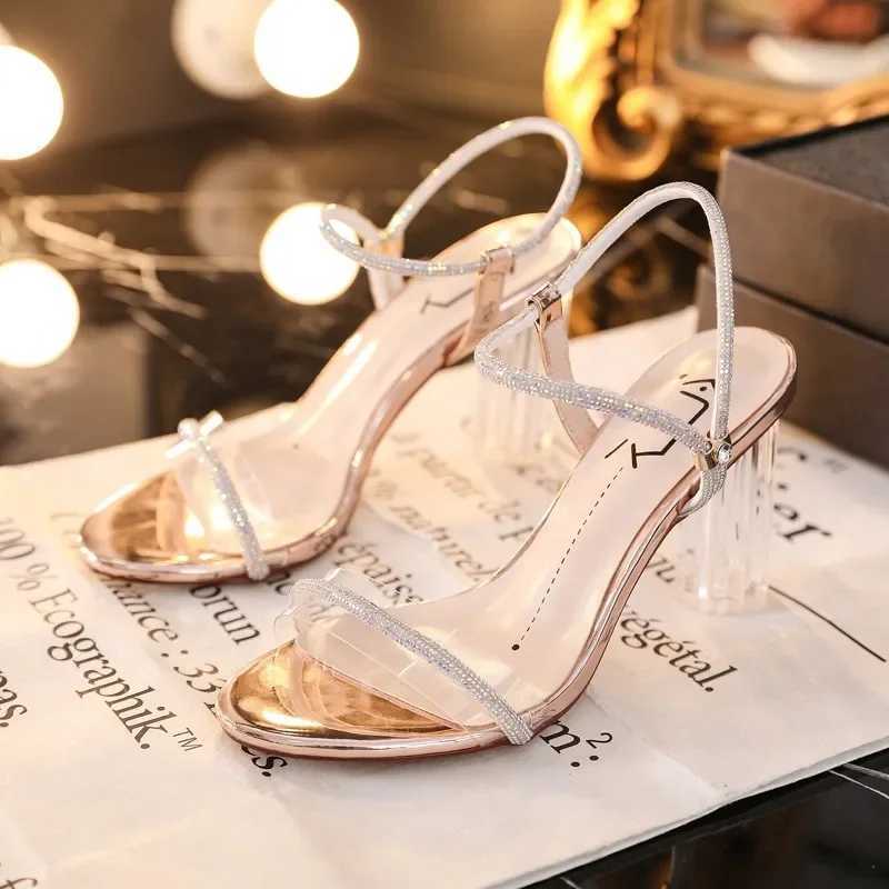 Fiable Luxury Womens Sandals 2024 Summer New Elegant Outdoor Crystal Transparent Sexy High Heel Sandals Zapatos De MujerXJ250410