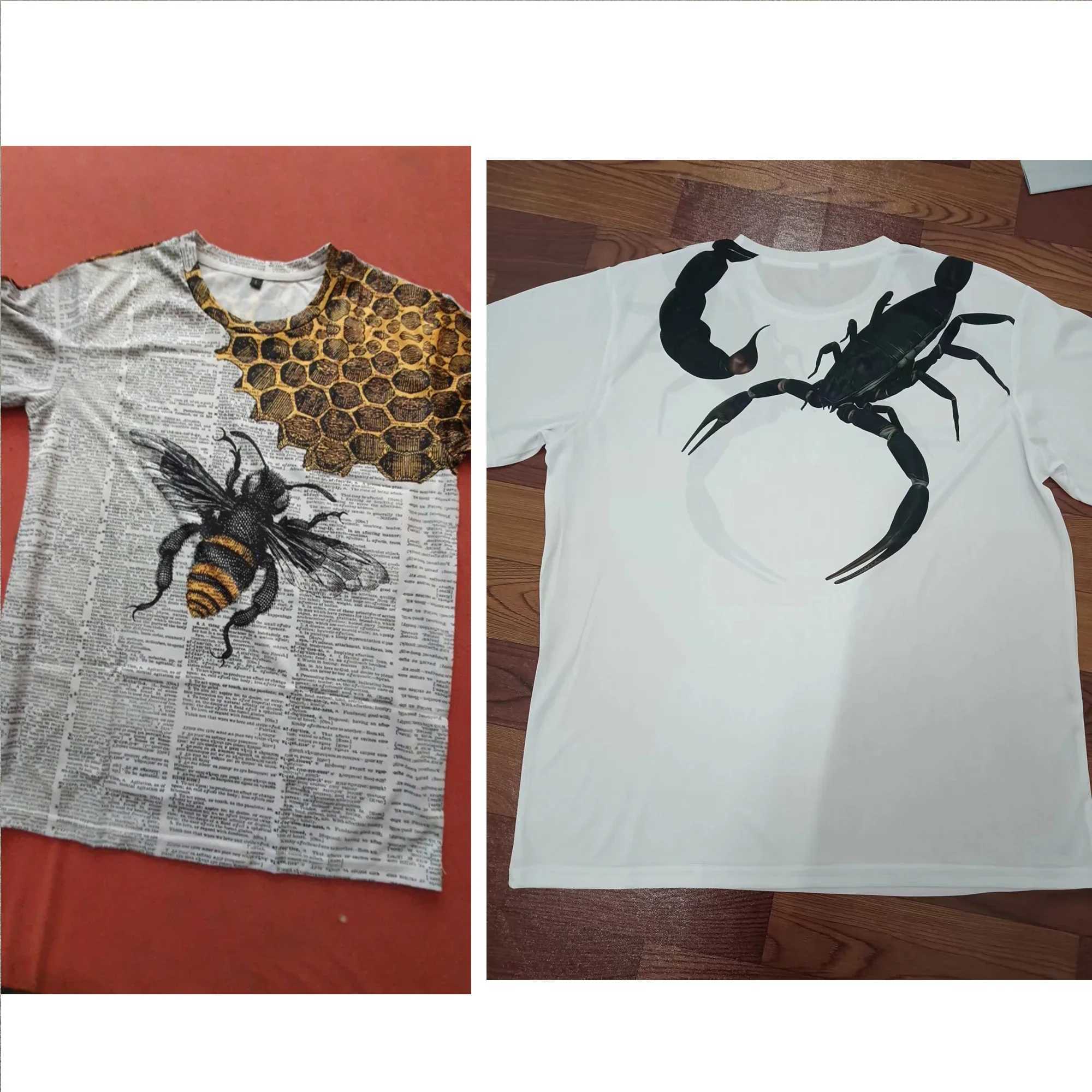 Animal scorpion 3D printed oversized T-shirt Y2K mens clothing short sleeved hip-hop T-shirt mens street clothing top gym T-shirt M250411