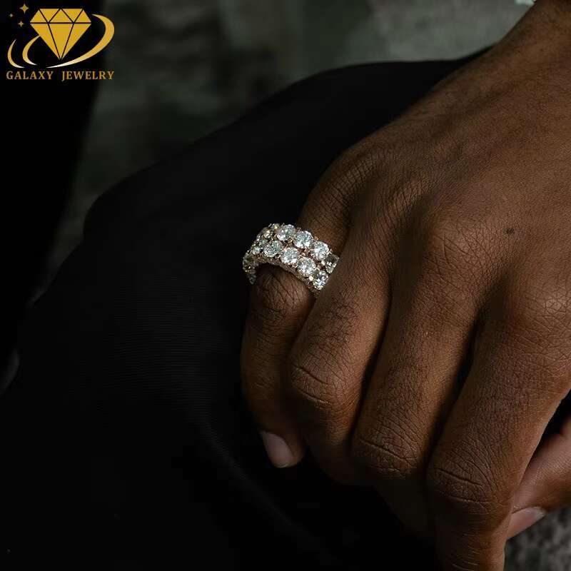 classics Jewelry GRA 925 Sterling Rose Gold Plated Iced Out Diamond Moissanite Fully Iced Band Ring For Man And Women