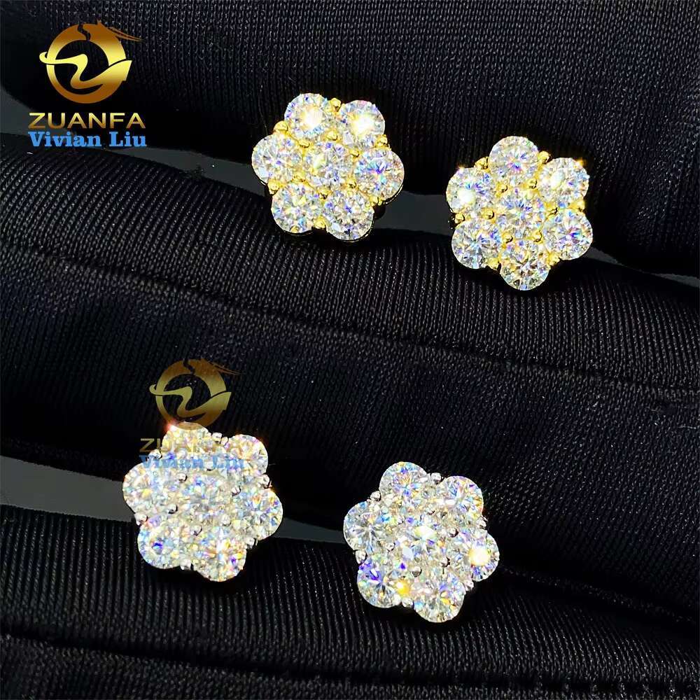 Pass Diamond Tester 925 Sterling Silver Fine Jewelry Luxury With White Vvs Moissanite Jewellery Diamond Stud Earrings