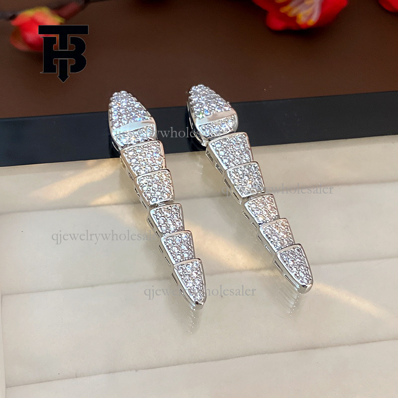 TB BHULAMTE Designer Luxury Earrings Micro Inlaid Full Zirconia Dynamic Serpentine Earrings Personalized Retro Women's Fashion Jewelry Accessorie