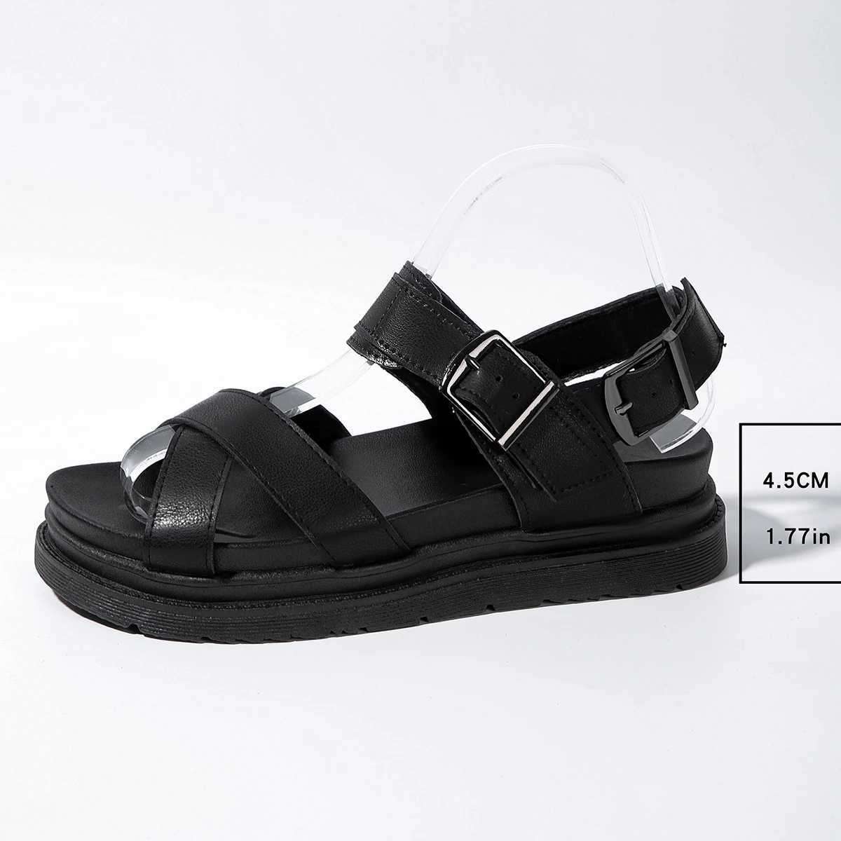 New black open weave wedge shoes womens summer beach sandals sexy womens PU leather sandals PU leather sandals Plus size 43XJ250410