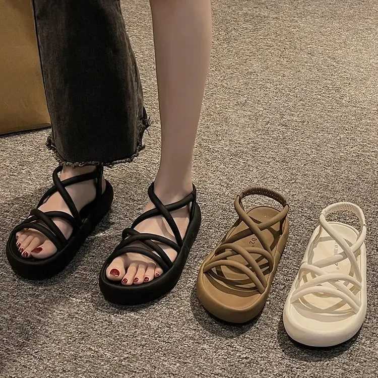 Versatile Womens Sandals Comfortable Roman Shoes Slippers Beach Shoes Thick soled Womens Shoes 2024 Summer New Zapatos Para MujeresXJ250410