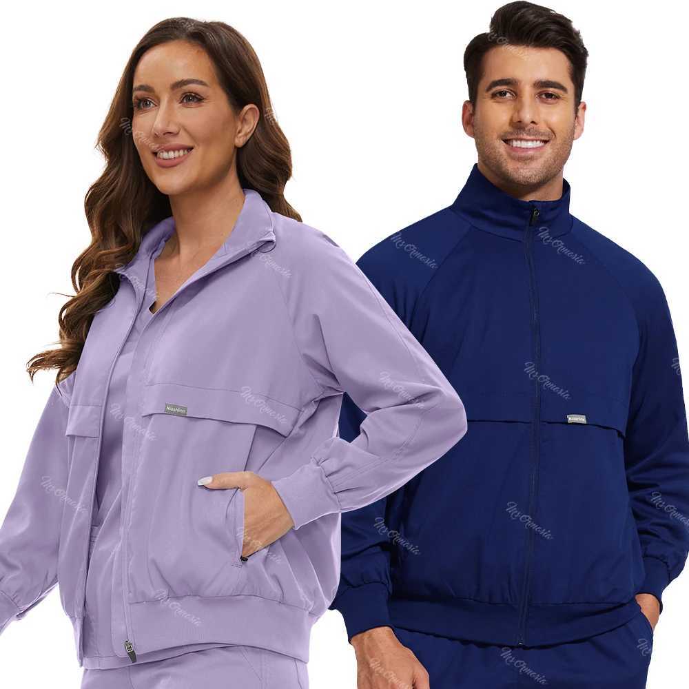 Mens frosted jackets medical uniform tops laboratory coats outerwear loose jackets for clinic doctors and nurses long slip warm jackets X250410