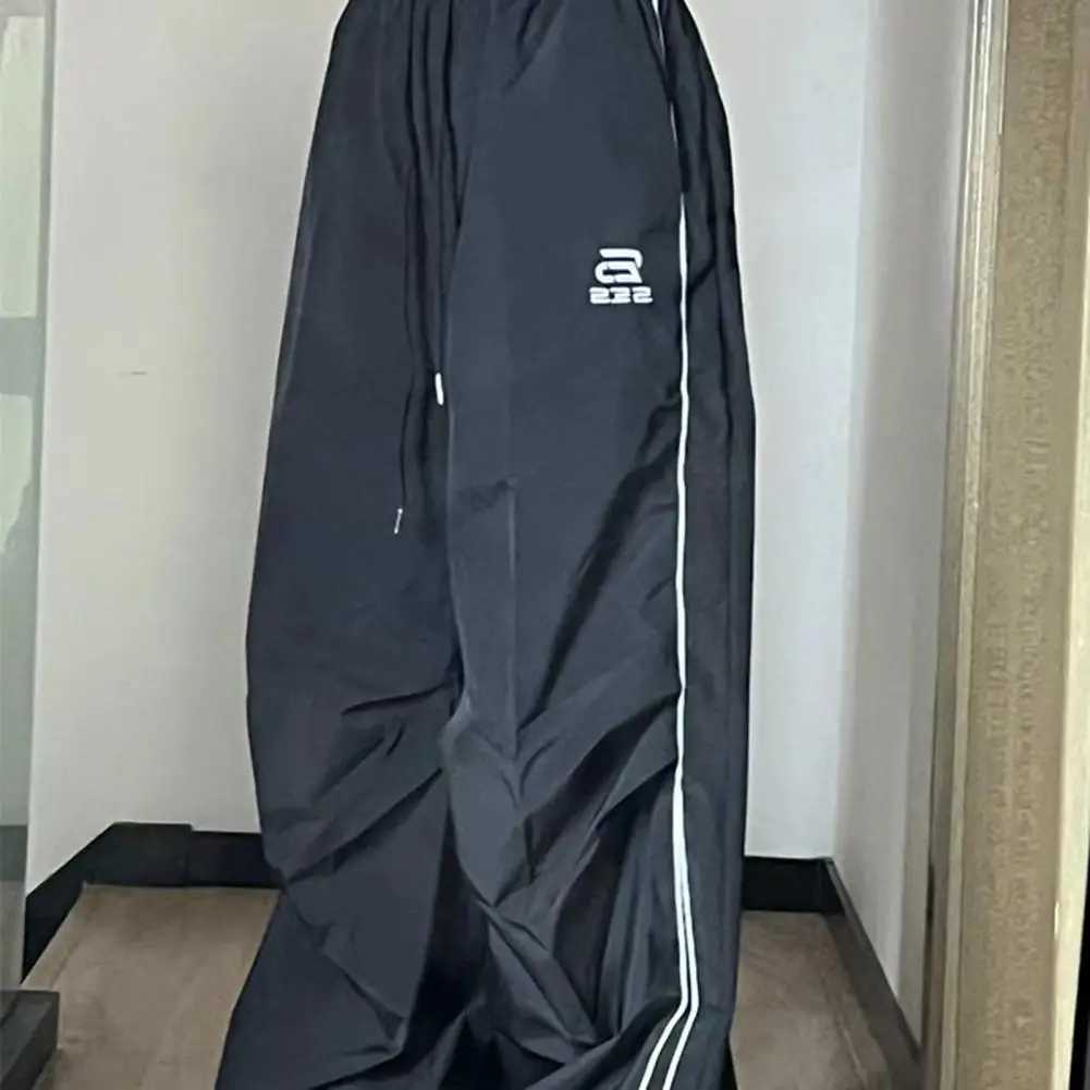 Mens sports pants hip-hop style sports pants retro unisex sports pants wide leg elastic waist soft breathable sports pantsXJ250410