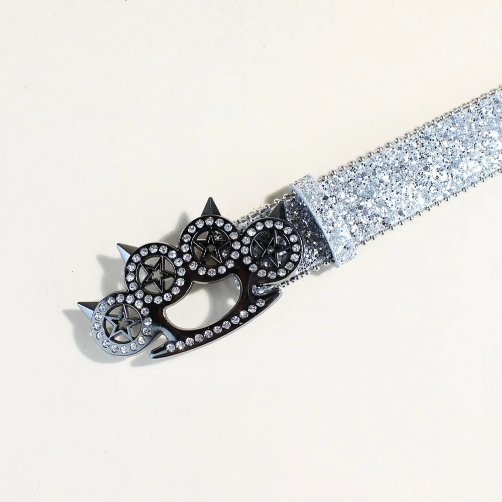 Original rhinestone tiger claw buckle belt Y2K shiny series punk decoration women belt Yabi decorative belt women wholesale 251110