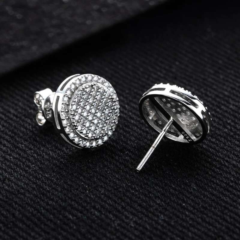 MossanRappr 0.7cttw Moissanite Bling Round Stud Earrings 925 Sterling Silver Fashion Hip Hop Jewelry Gifts for Women and Men