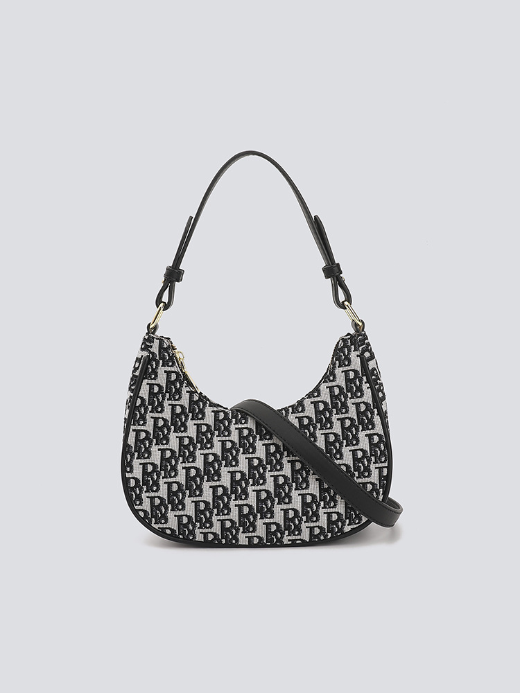French new trendy high-end textured slanted single shoulder bag underarm bag niche women's bag crescent bag