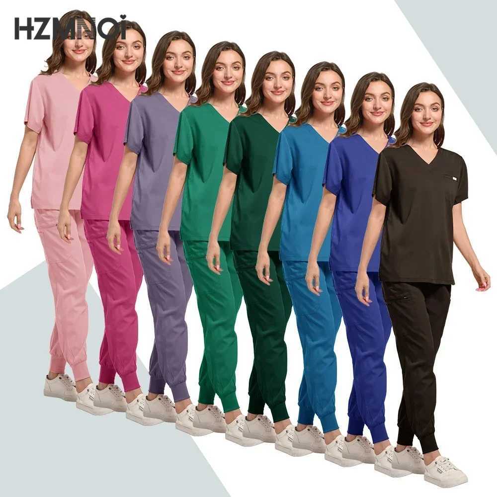 Nursing Medical Uniform Short Slved Top Pants High Quty Nurse Uniform Women Beauty Sn Pharmacy Work Sets Cleaning Scrubs X250410