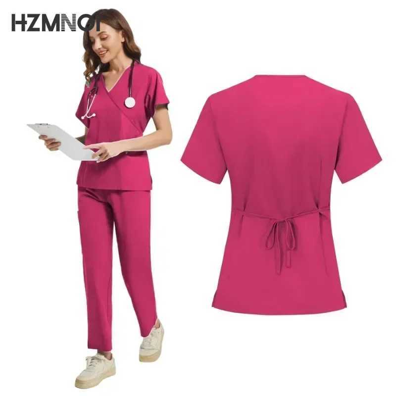Women Scrub Sets Slim Fit Medical Scrubs Uniform Nursing Accessories Hospital Surgery Gowns Dental Clinic Beauty Sn Work Wear X250410