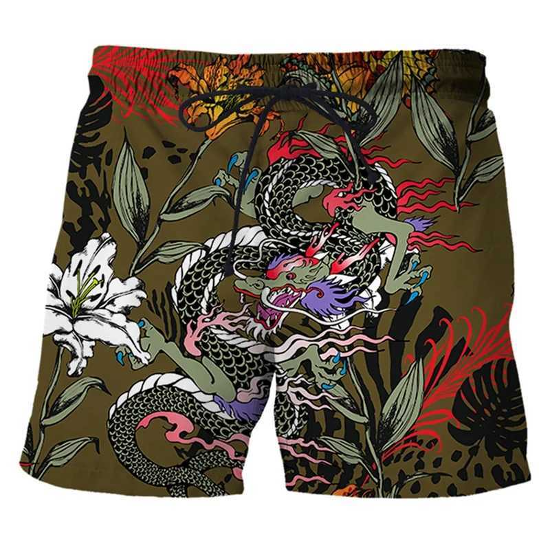 Chinese Loong 3d printed mens swimming trunks Hawaiian beach shorts loose quick drying surfboard shorts swimsuit street shortsW250410
