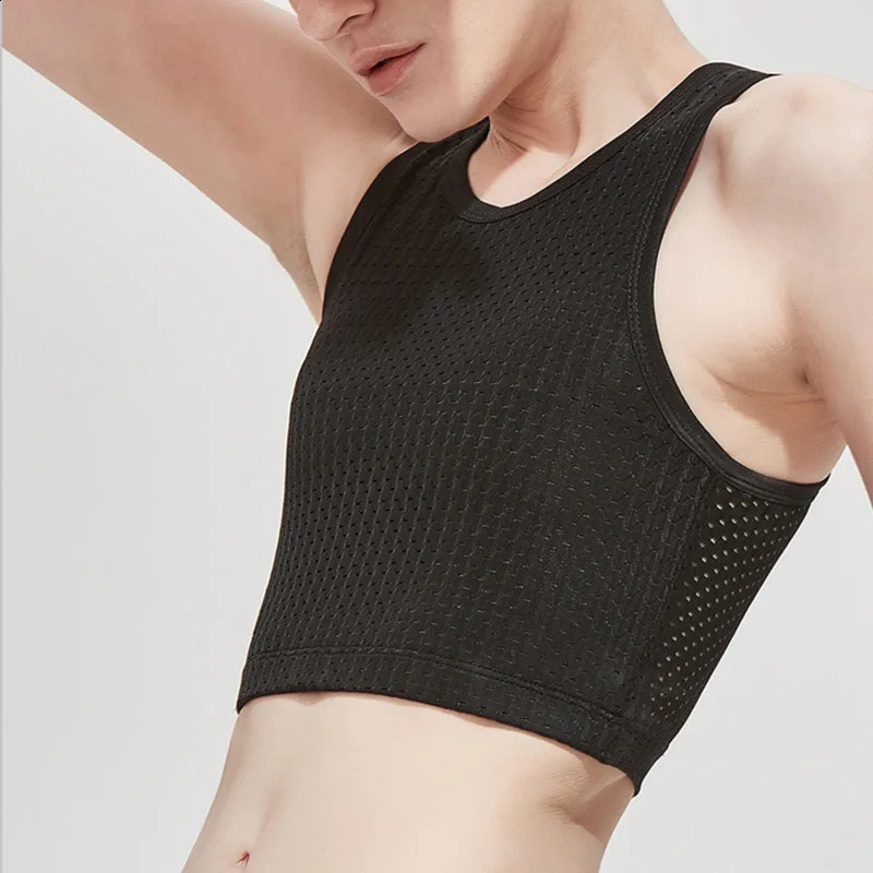Women Flat Breast Binder Lesbian Transmen Corset Top Summer Hollow Out Thin Short Vest Les Tank Top Shaper Bustier 250411