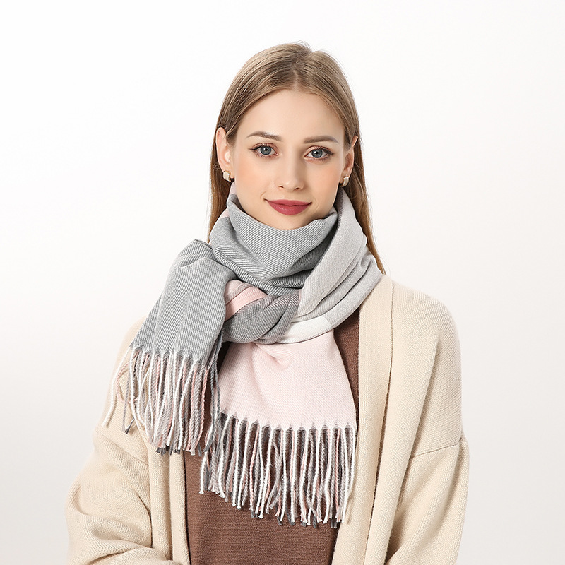 K361 New thick scarf Korean sweet warm imitation cashmere scarf plaid shawl neck scarf female factory wholesale