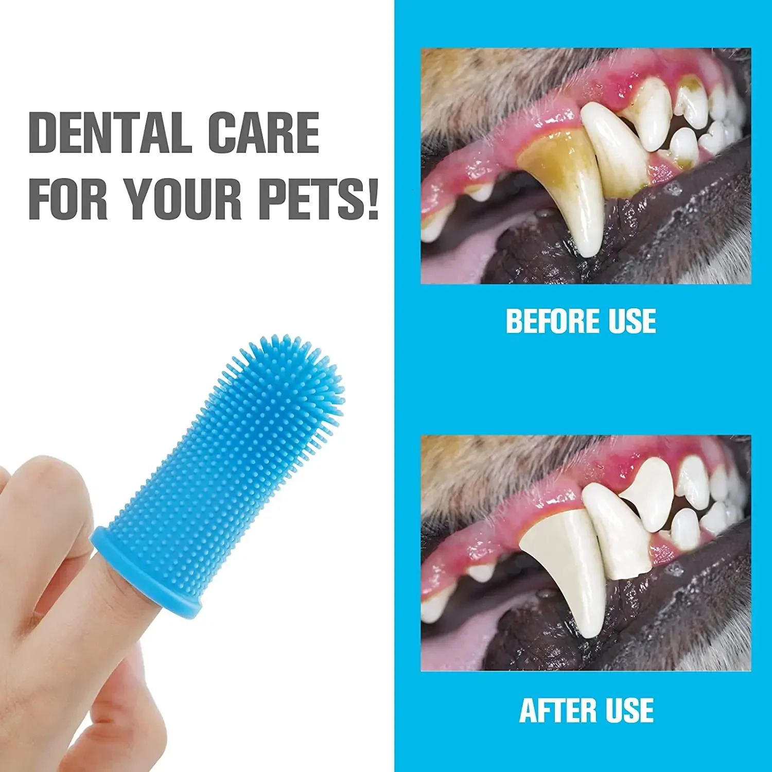 1PC Dog Super Soft Pet Finger Toothbrush Teeth Cleaning Bad Breath Care Nontoxic Silicone Tooth Brush Tool Cat Supplies 251110