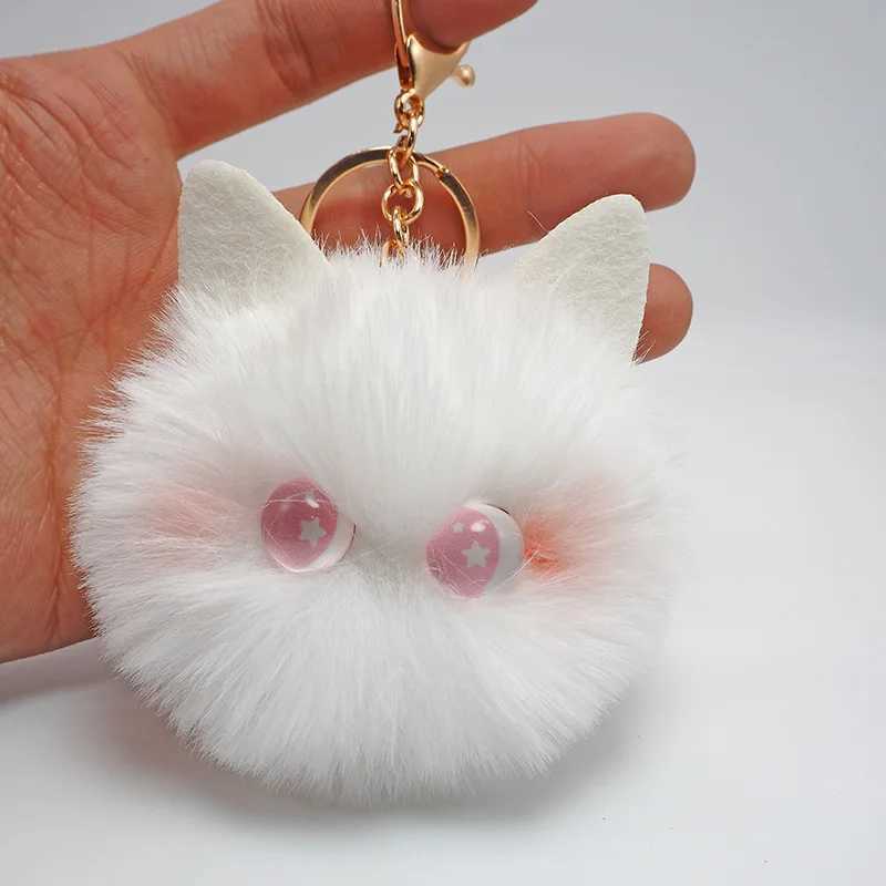 Cute Black Cat Keychain Plush Cartoon White Cat Toy Pendant Keychain Female Girl Children Gift Decoration W250411