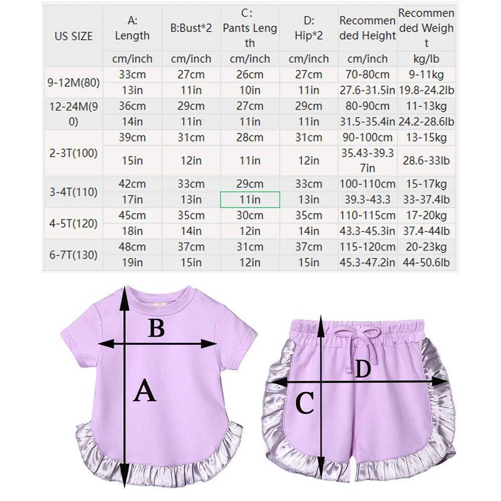 2025 Childrens and Girls Summer Set Pure Cotton T-shirt+Shorts Preschool Lounge Set 9M-7T Casual Girls Breathable ClothingXJ250410