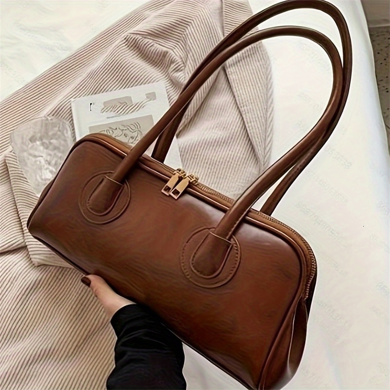 1pc Fashion Faux Leather Shoulder Bag Elegant Handbag with Stitching Detail Versatile TopHandle Purse y251110