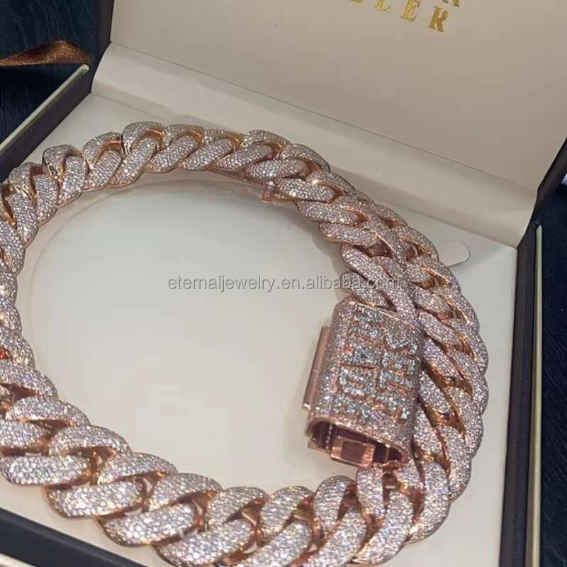 Custom 24MM S925 Sterling Silver 10K 14K 18K Solid Gold Plated Iced Out Moissanite Lab Natural Diamond Cuban Link Chain Necklace