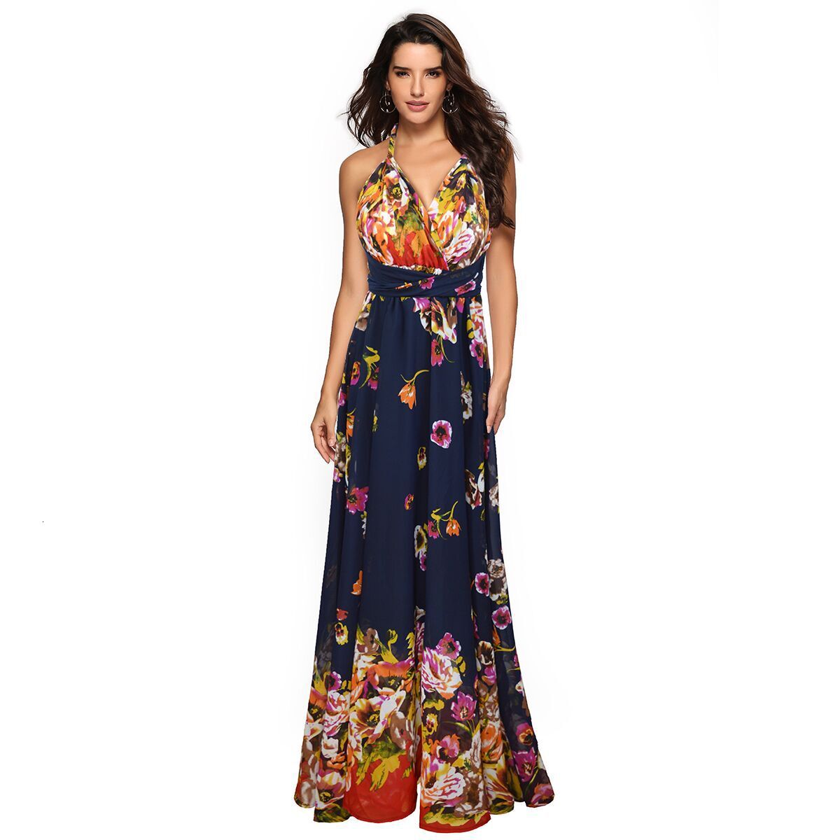 New 2025 Women's Printed Multi Wear Chiffon Dress