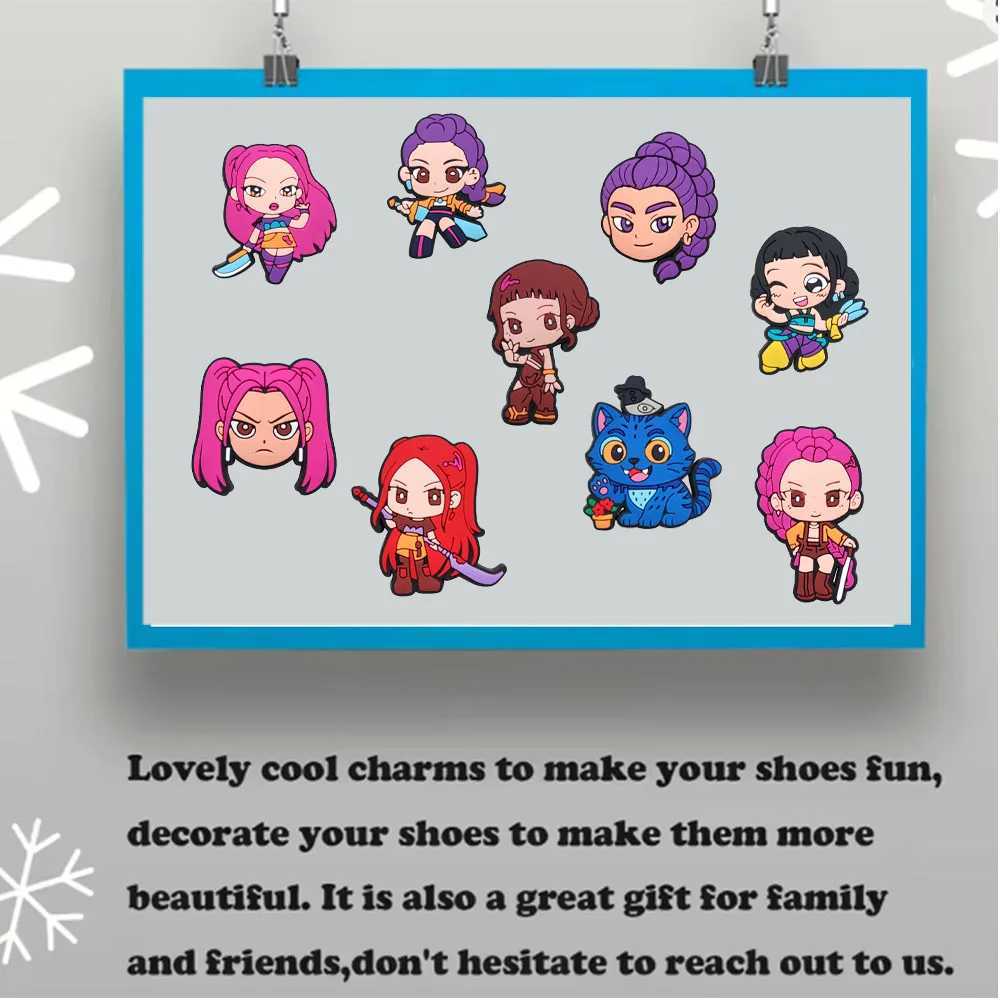 18-100pcs KPop Demon Hunters Shoe Charms For Clogs Ghost Shoe Decoration Premium Quality Popular Shoe Accessories Great Gift Z251111