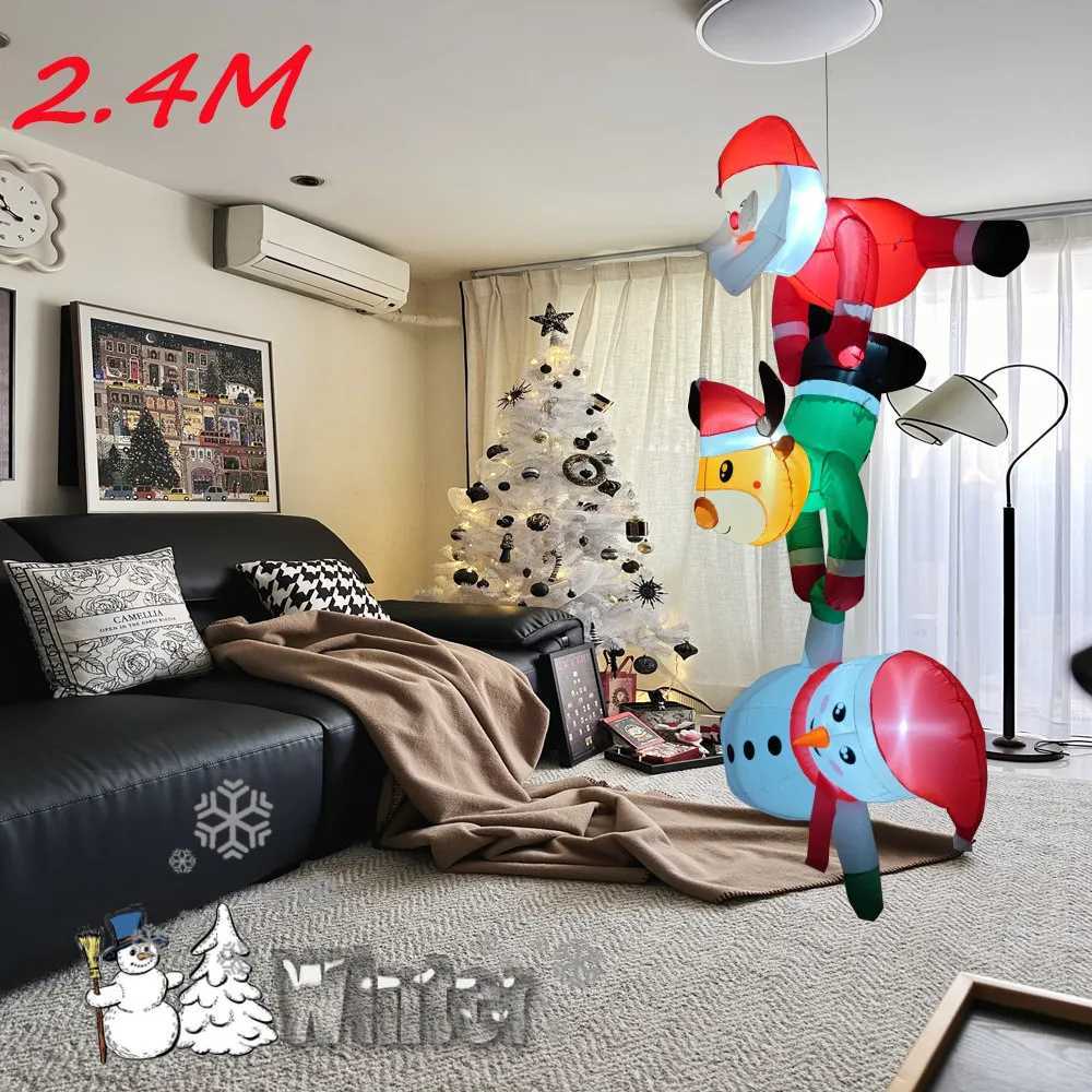 Christmas 24M Christmas Inflatable Santa Claus Lean Out from Window Outdoor with LED Lights for Lawn Courtyard Windows Xmas Decorations Y251111