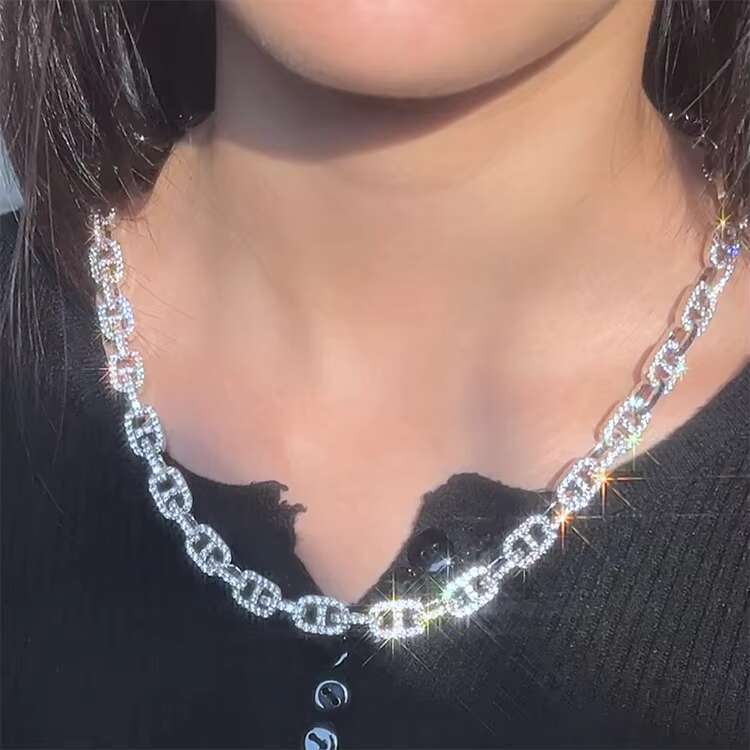 Fashion Style Pig Nose Infinity Links High Quality Moissanite Cuban Link Chains 925 Sterling Silver Chains Bracelet Necklace
