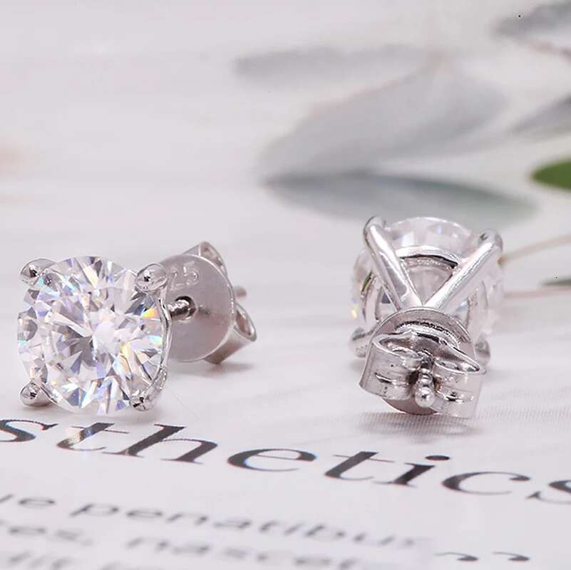 18K AU750 White Gold Womens Earrings 1CT D Color VVS1 Moissanite Wedding 18k Rose Yellow Gold Jewelry Ladys Earrings