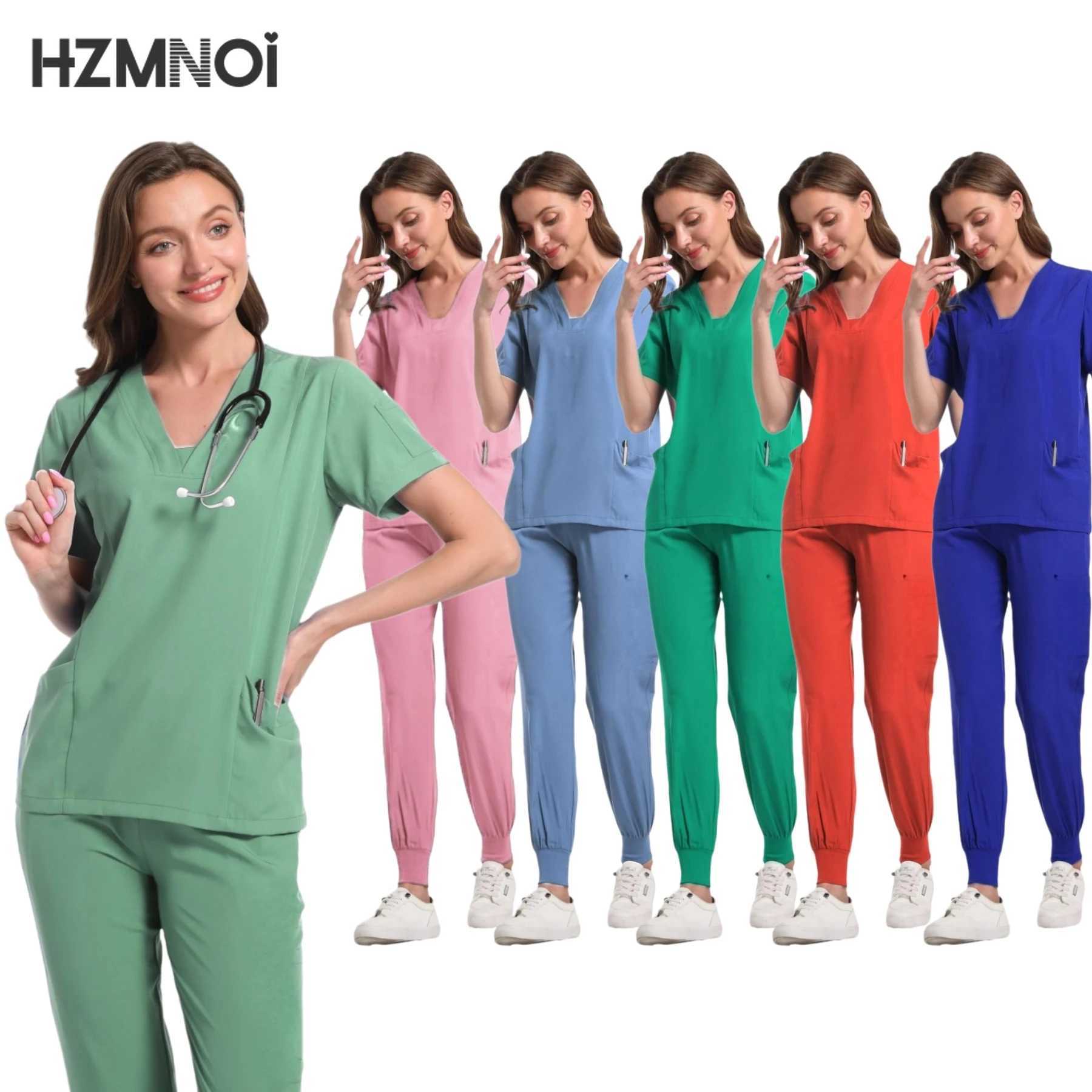 Nursing Scrubs Women Uniforms Pet Grooming Scrub Set Short Slve V-neck Top and Pants Doctor Suits Medical Surgery Work Clothes X250410