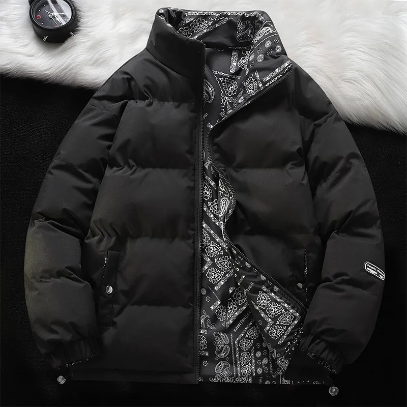 Both Sides Cotton Jackets Men Winter Premium Casual Soft Stand Collar Thickened Puffer Coat Outdoors Adventure Windproof Parkas 251106