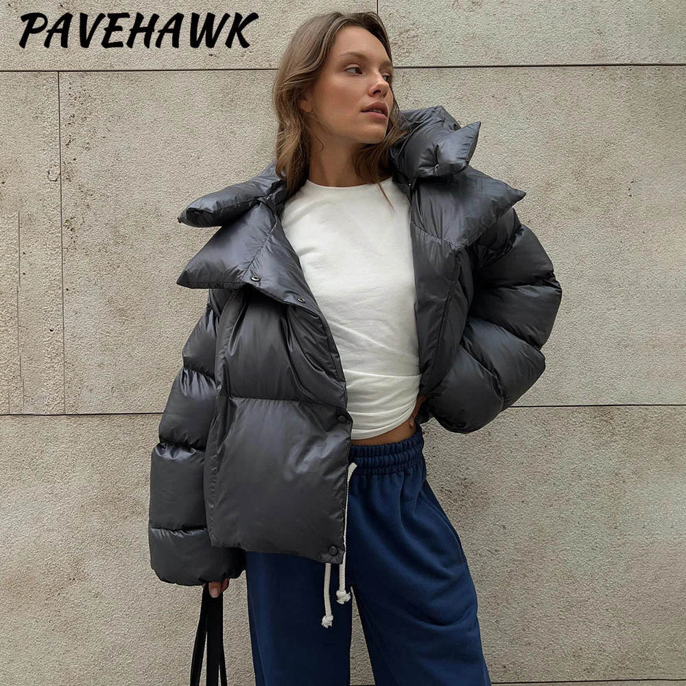 Women Hooded Winter Quilted Jacket Thick Warm Solid Streetwear Zipper Loose Down Parkas Streetwear Office Ladies Puffer Outwear 251110