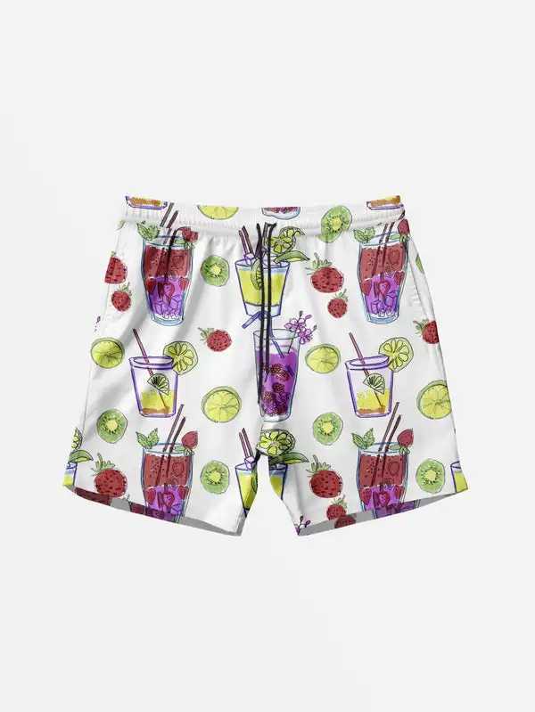 Mens Hawaiian swimming dry 3D fruit printed beach shorts for quick drying outdoor leisure sports shorts fashionable mens shortsW250410