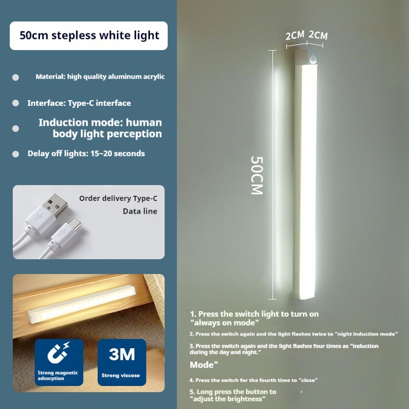 Motion Sensor Light Wireless LED Night Light Type C Rechargeable Light Cabinet Wardrobe Lamp Staircase Backlight For Kitchen LED
