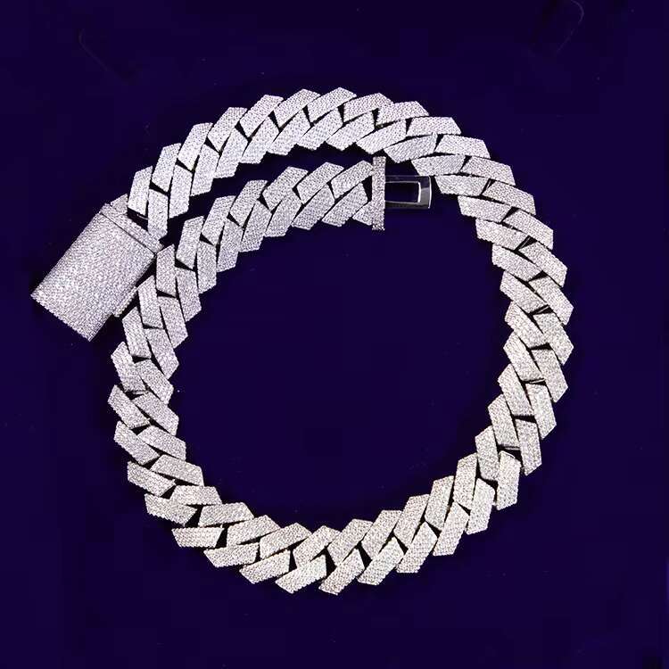 20 mm 4 Rows Hip Hop Diamond Chain VVS Moissanite Cuban Chain 925 Sterling Silver Gold Plate Fine Jewelry Necklaces Bracelets