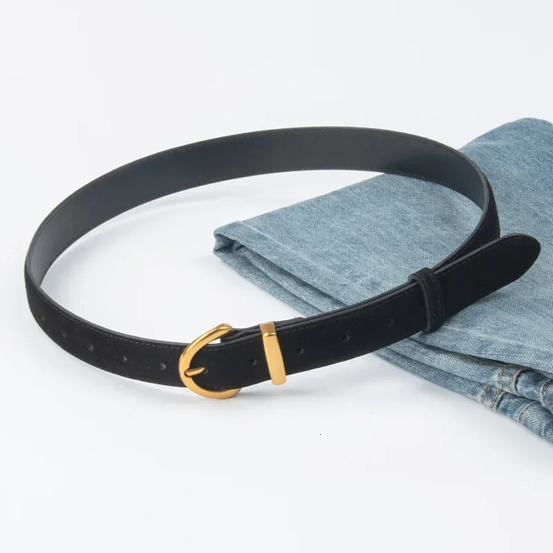 Women Suede Leather Belt Casual Versatile Business Waist Strap Trendy Pin Buckle Waistband 251110