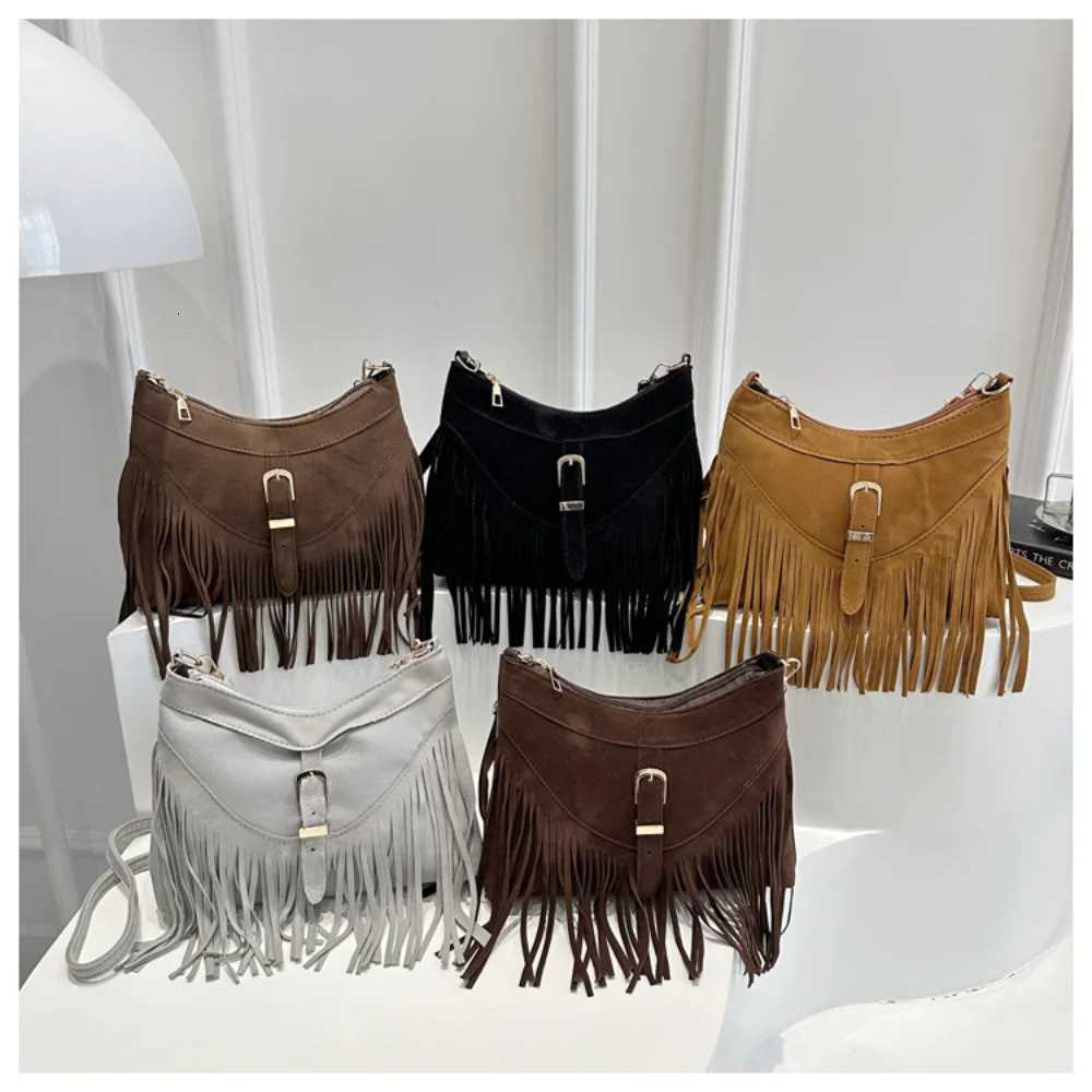 Retro Messenger Bag WomenS Solid Color Shoulder Bag Tassels Crossbody Bag Stylish Frosted Leather Handbag For Casual OutingsT251110