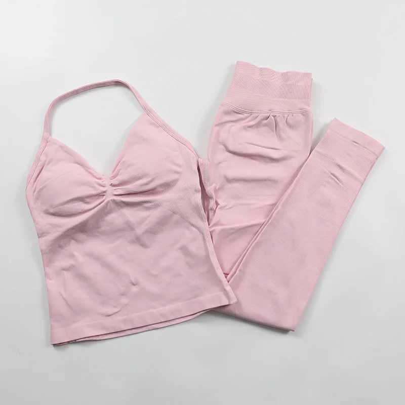 Impact seamless yoga set womens fitness Pilates clothing set womens Scrunch Bum gym leg and pad hanger vest exercise setW250411